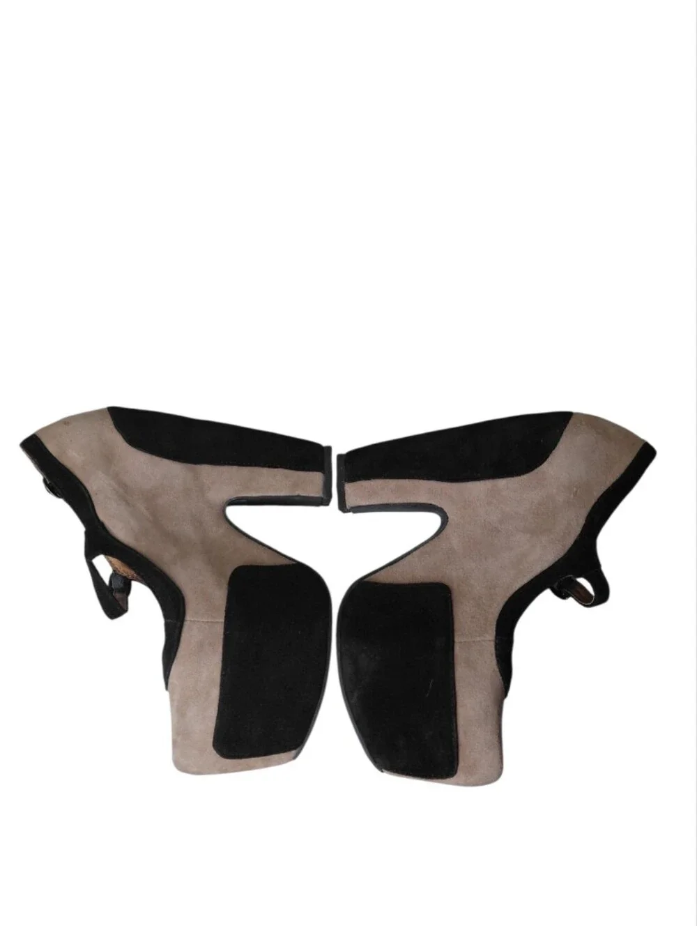 Jeffrey Campbell Night Walk Taupe and Black Suede Platform Mary Janes